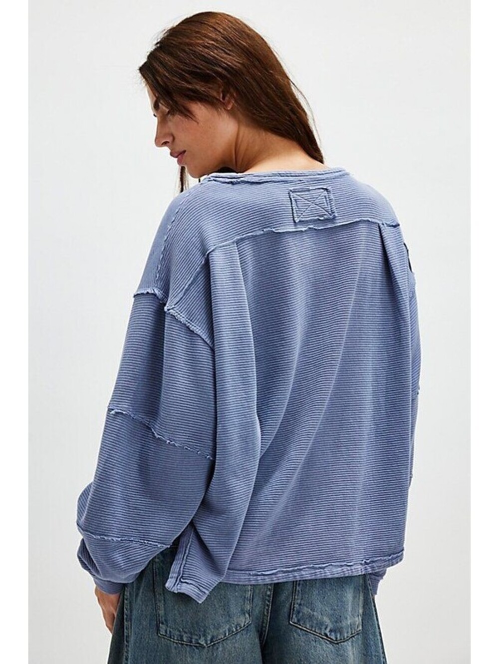 Free People We The Free Total Eclipse Longsleeve Tee Prep Peri Blue M NWOT